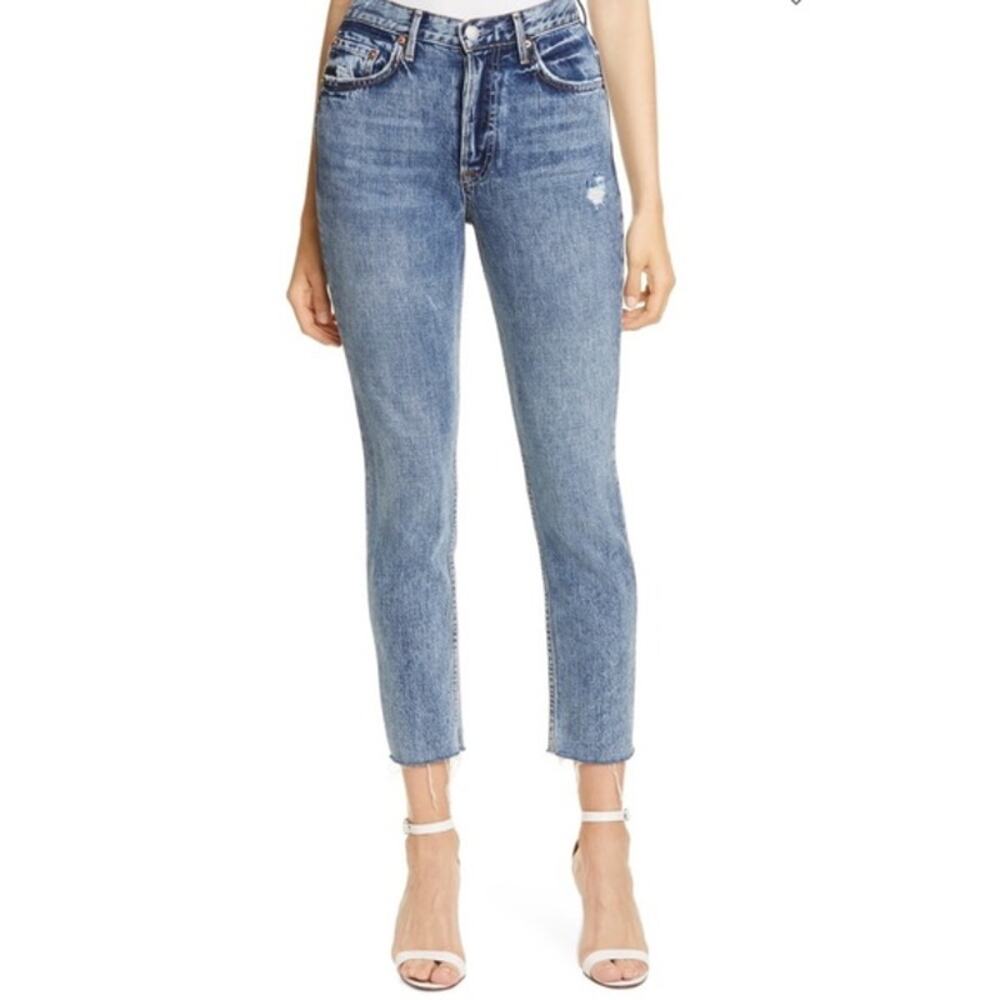 New GRLFRND Jeans Karolina High Waist Size 32 Skinny Raw Hem Crop Button Fly
